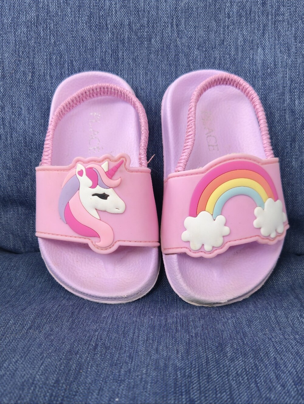 Toddler Pink Unicorn & Rainbow Slide Sandals